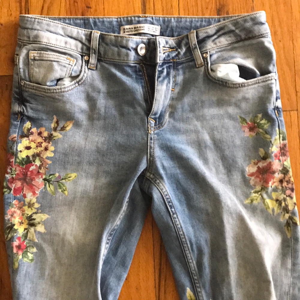 Zara Flower Print Jeans